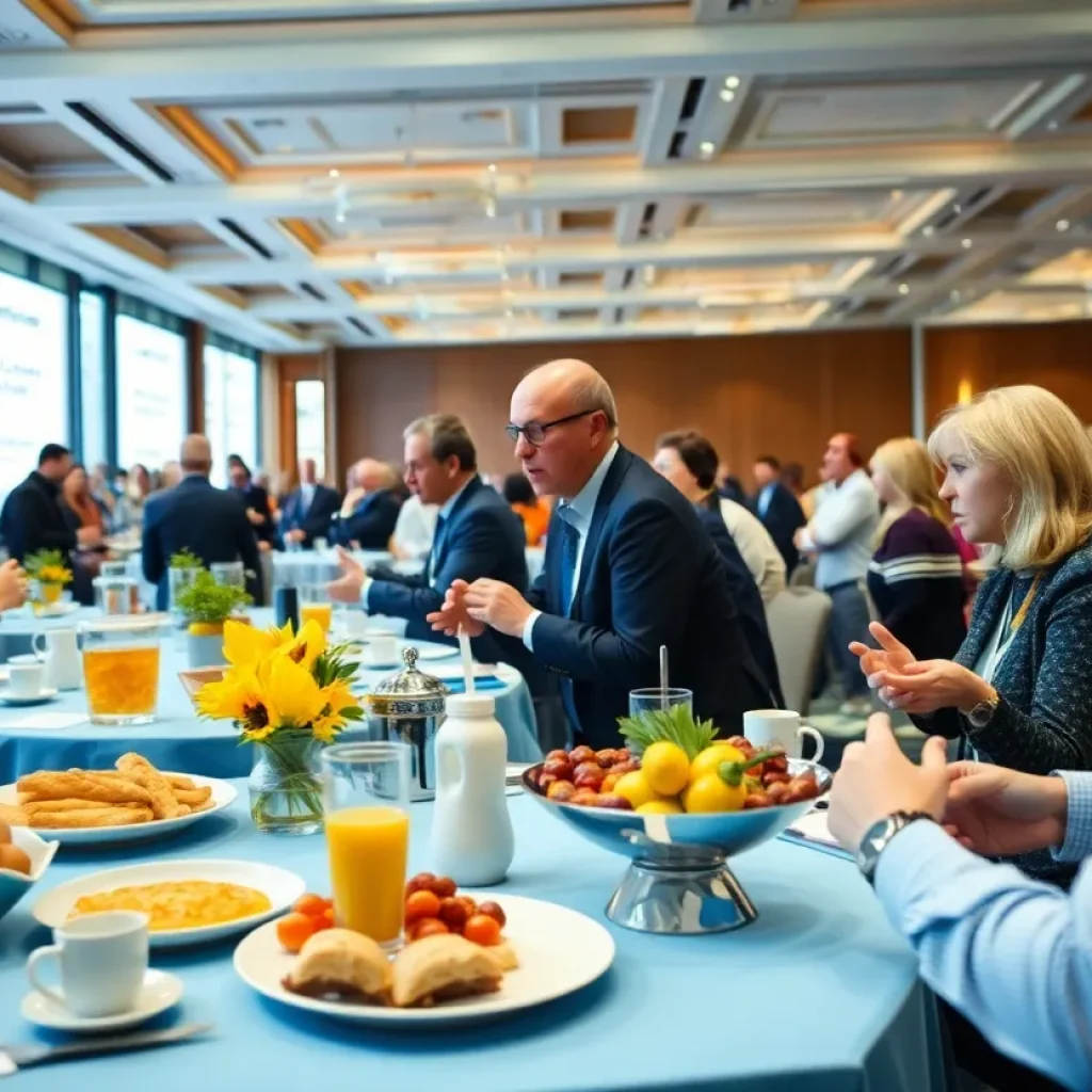 Attendees at the Tariffs Talk Breakfast discussing economic impacts