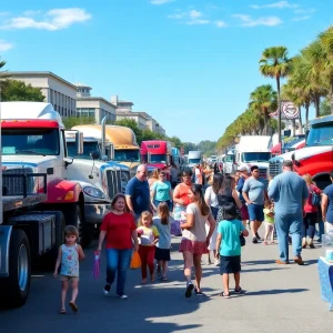 Community members participating in Trucking for a Cause event in Savannah