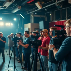 Film crew working on a set in Georgia