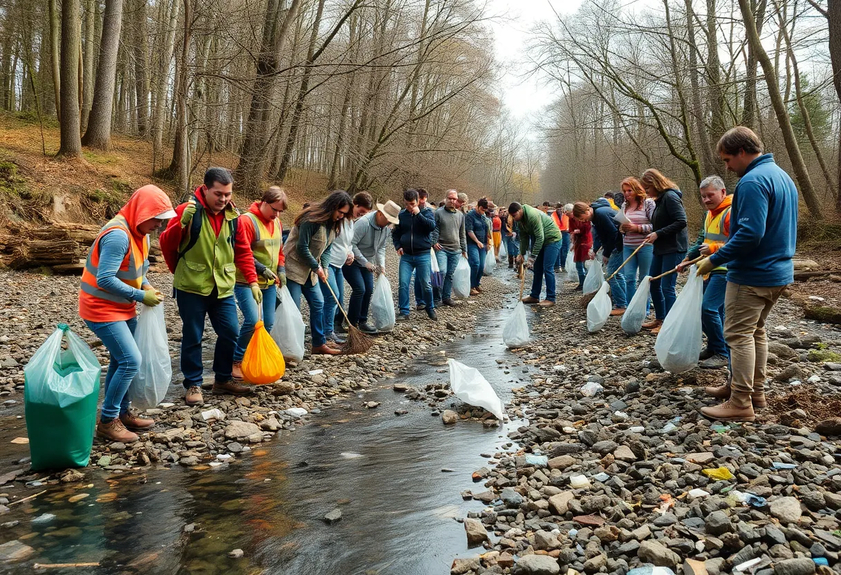 Volunteers cleaning the May River during the cleanup event