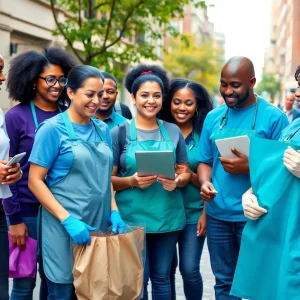 Bank of America employees participating in community service activities.