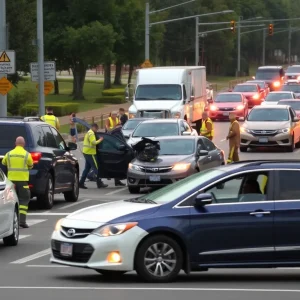 Emergency responders at the scene of a vehicle collision in Bluffton