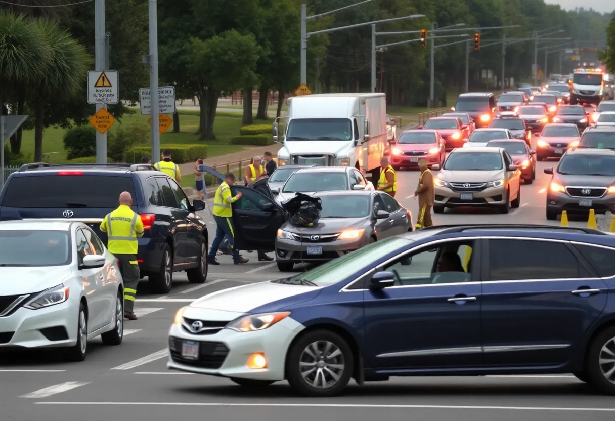 Emergency responders at the scene of a vehicle collision in Bluffton