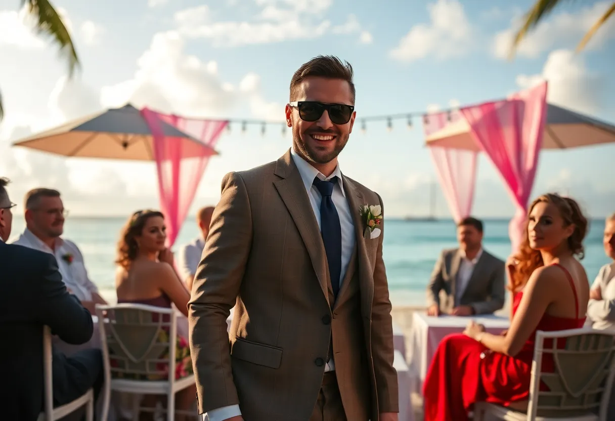 Scene from the Bride Hard movie featuring a lavish wedding and action sequences.