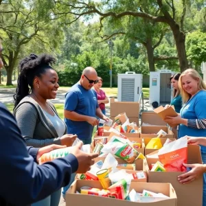 Community food drive organized by Clearwave Fiber in Savannah.