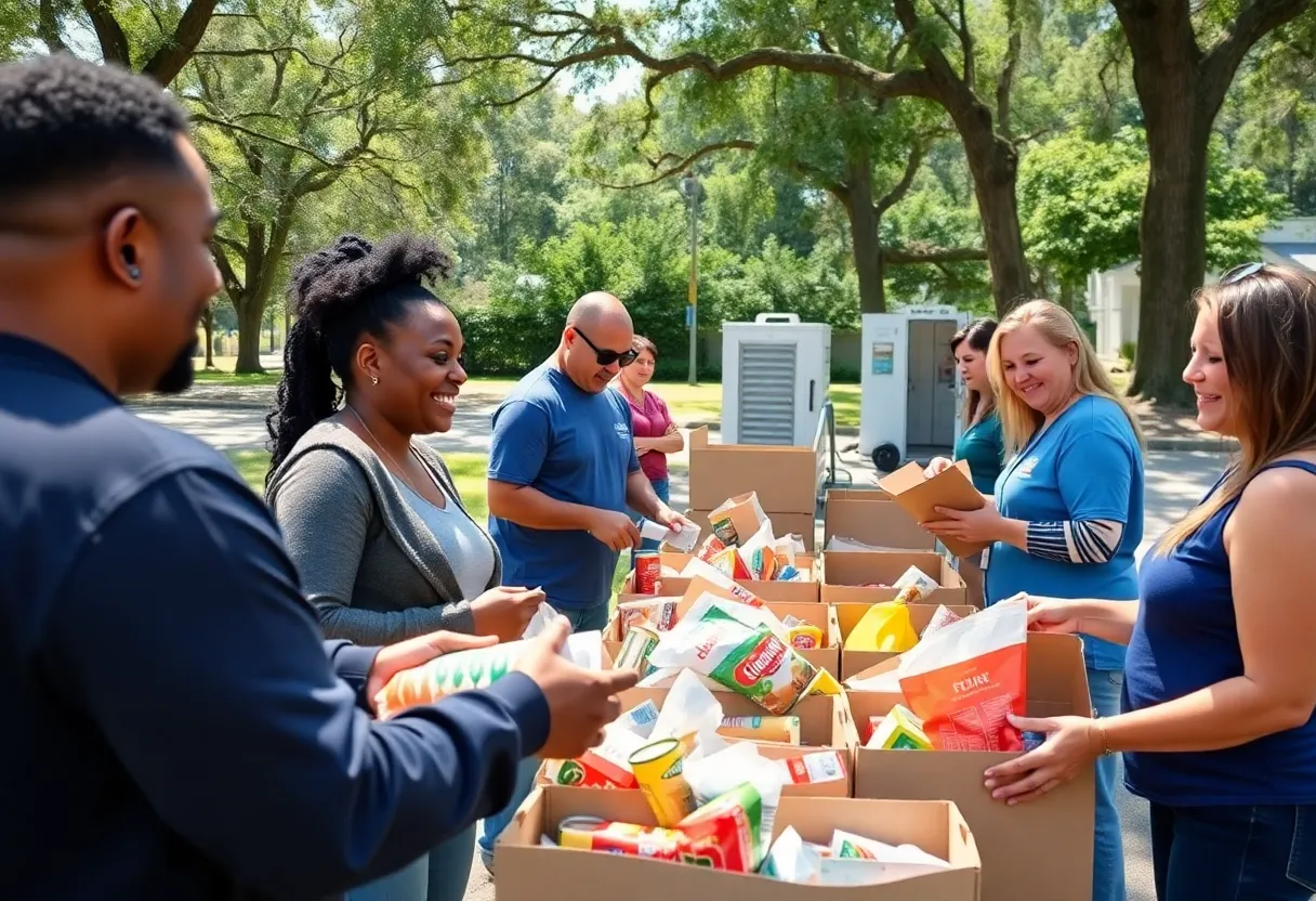 Community food drive organized by Clearwave Fiber in Savannah.