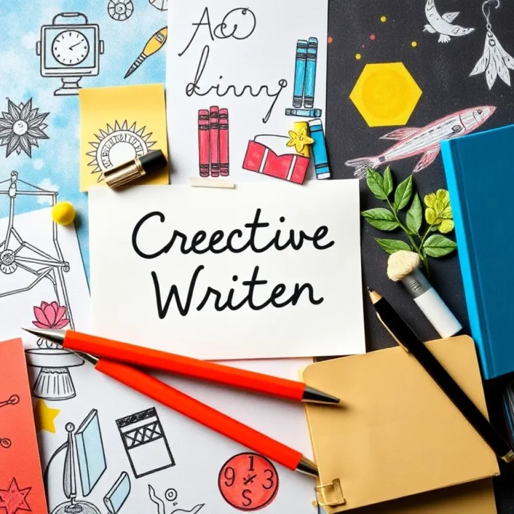 Creative representation of Estuary literary magazine showcasing student works and awards.