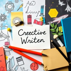 Creative representation of Estuary literary magazine showcasing student works and awards.