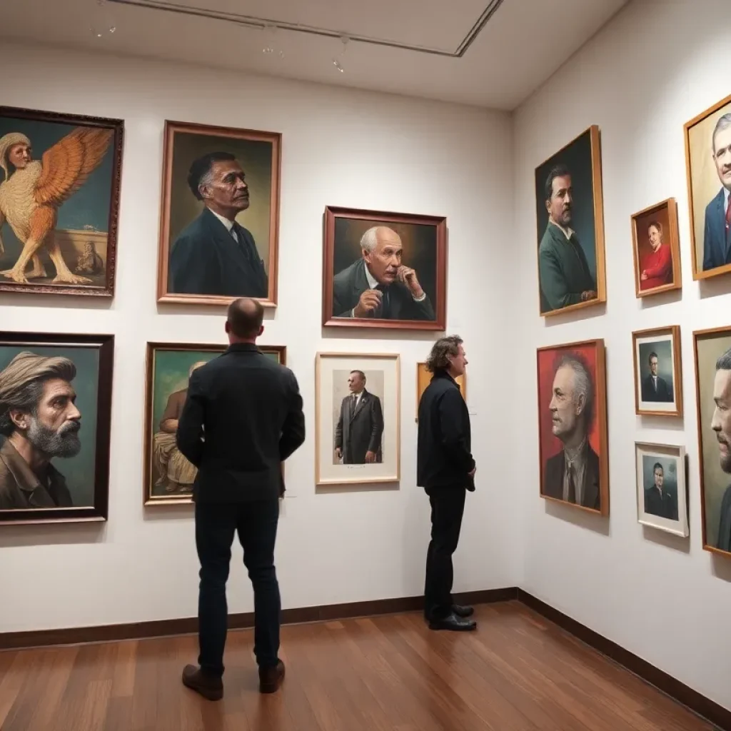 Artworks at the Grumpy Old Men exhibition in Savannah showcasing father's teachings