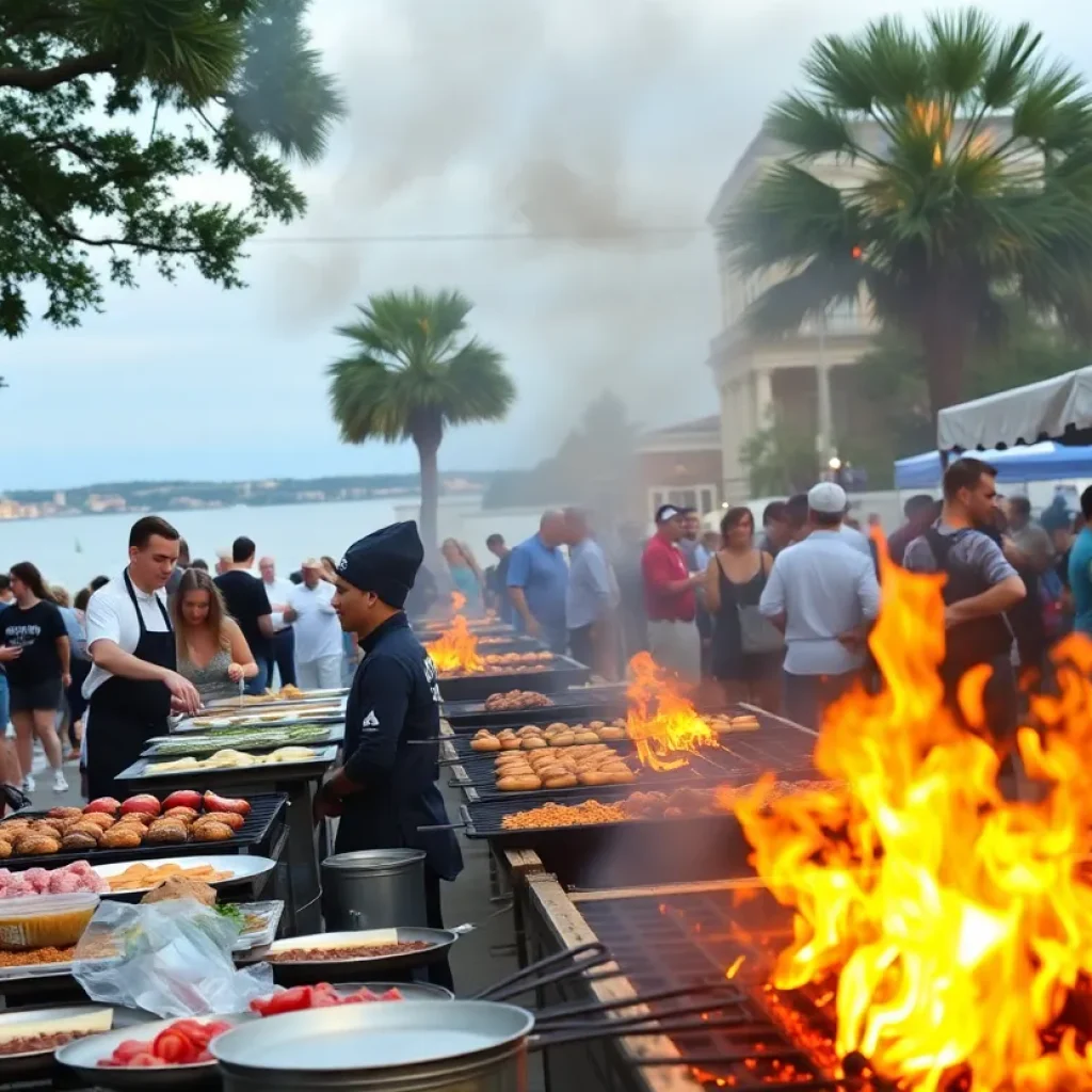 Culinary chefs cooking at the Heritage Fire event in Savannah