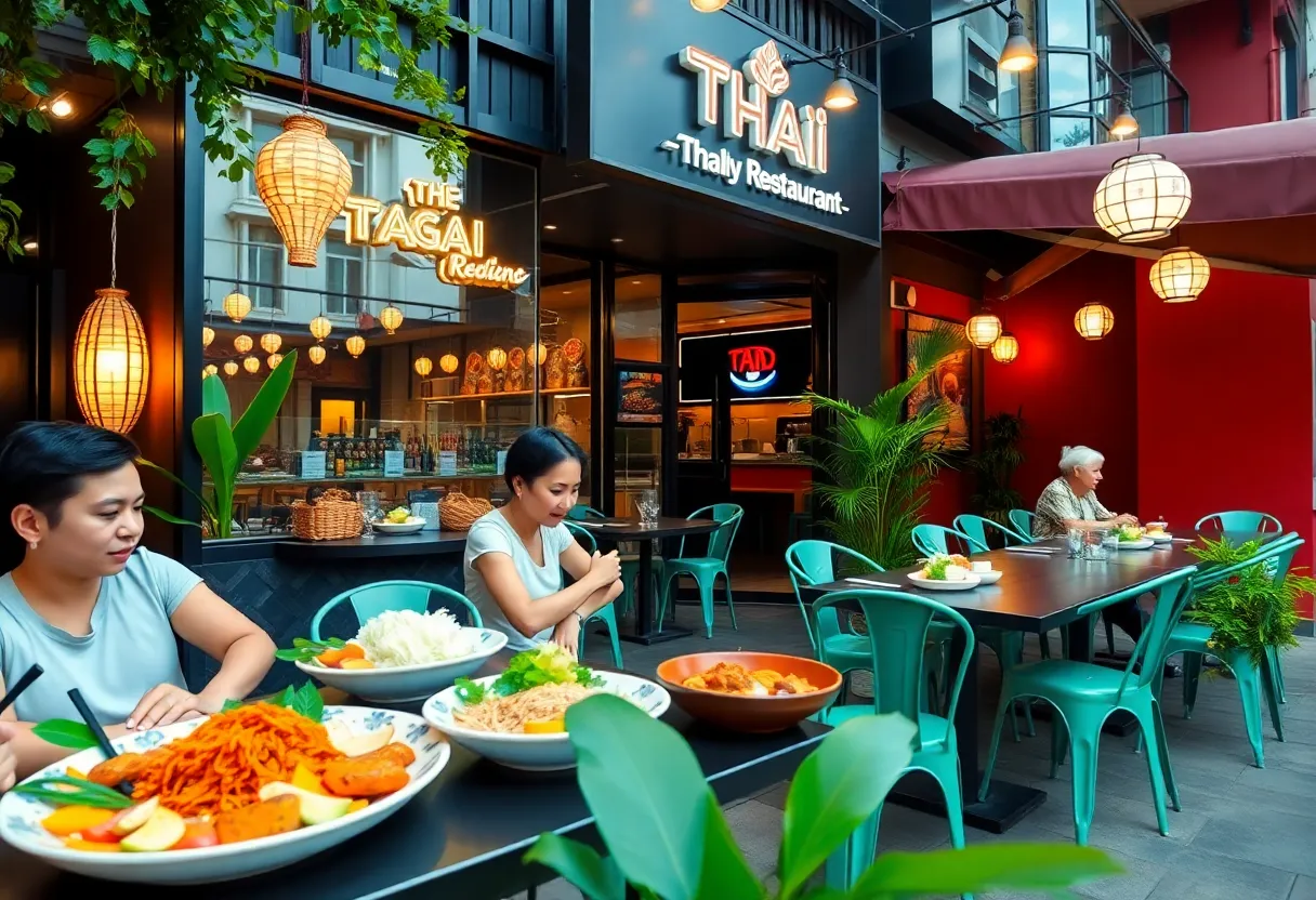 Outdoor seating at Klom Klom Thai restaurant in Savannah