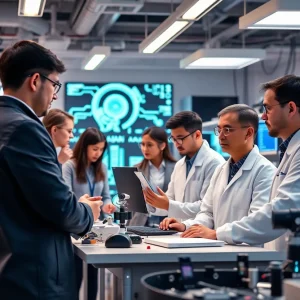 Sponsored Articles Researchers collaborating in a futuristic AI lab