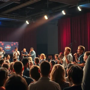 Audience enjoying a chaotic comedy performance at the Moron Talent Show fundraiser