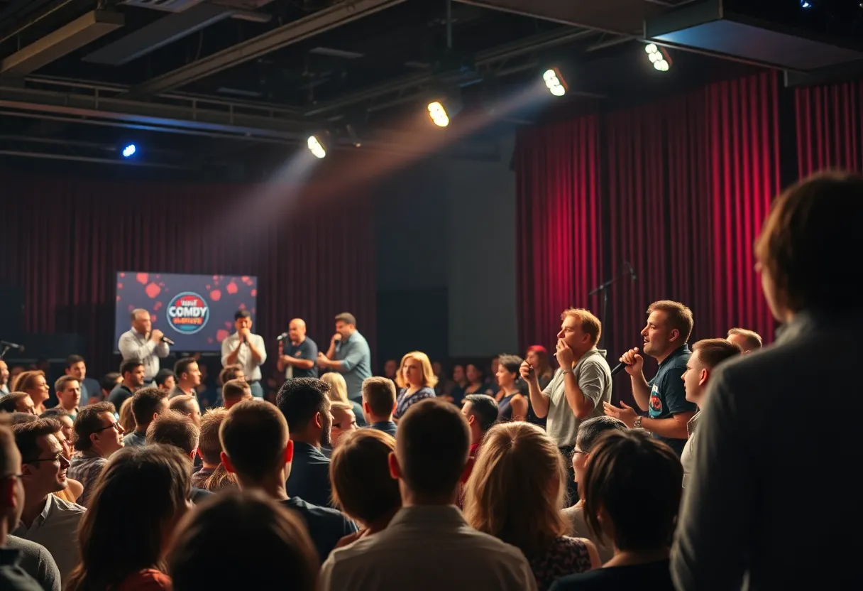 Audience enjoying a chaotic comedy performance at the Moron Talent Show fundraiser