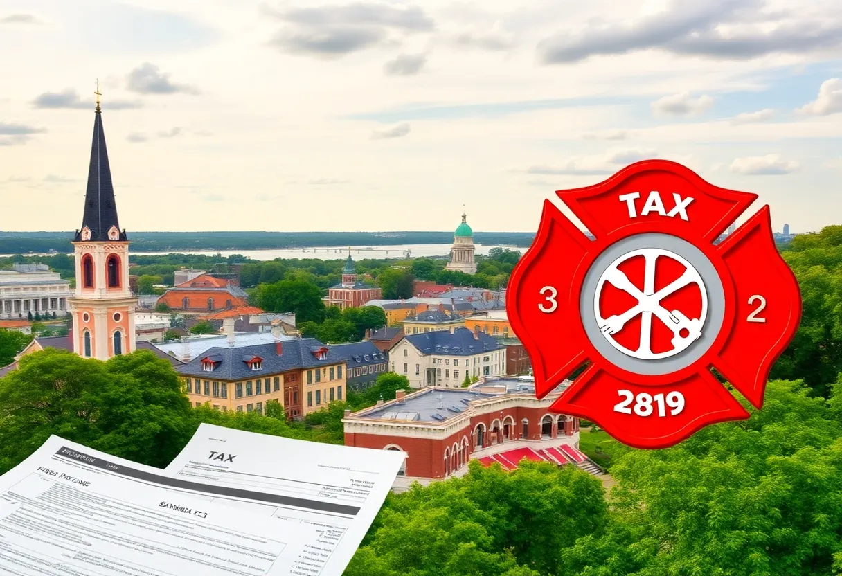 Savannah Georgia scenery with a tax document overlay