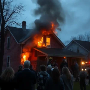 Emergency responders at the scene of a house fire in Savannah.