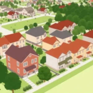 Submit A Wedding Announcement Illustration of urban housing development in Savannah showcasing multi-family homes.