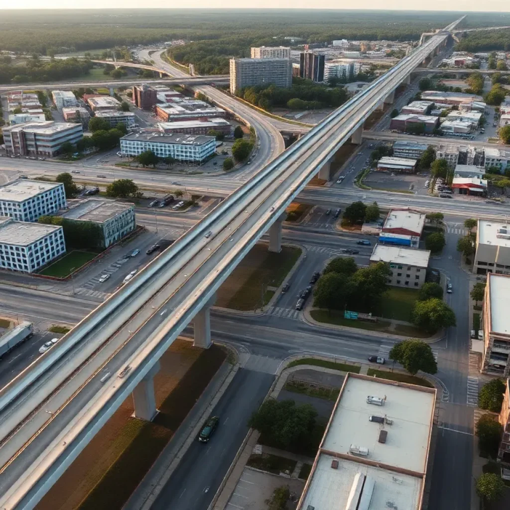 Aerial view of Savannah showcasing infrastructure improvement projects.