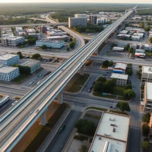 Aerial view of Savannah showcasing infrastructure improvement projects.