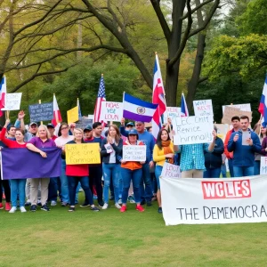 Participants rallying for No Kings Day in Savannah