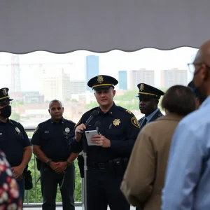 Submit Obituary Police Chief Lenny Gunther addressing the media during a press conference