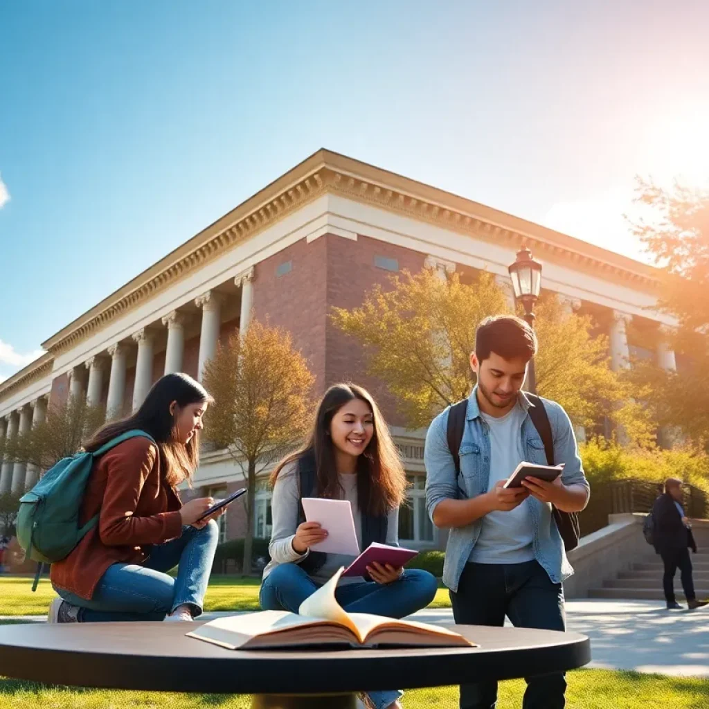Students studying on the Savannah State University campus
