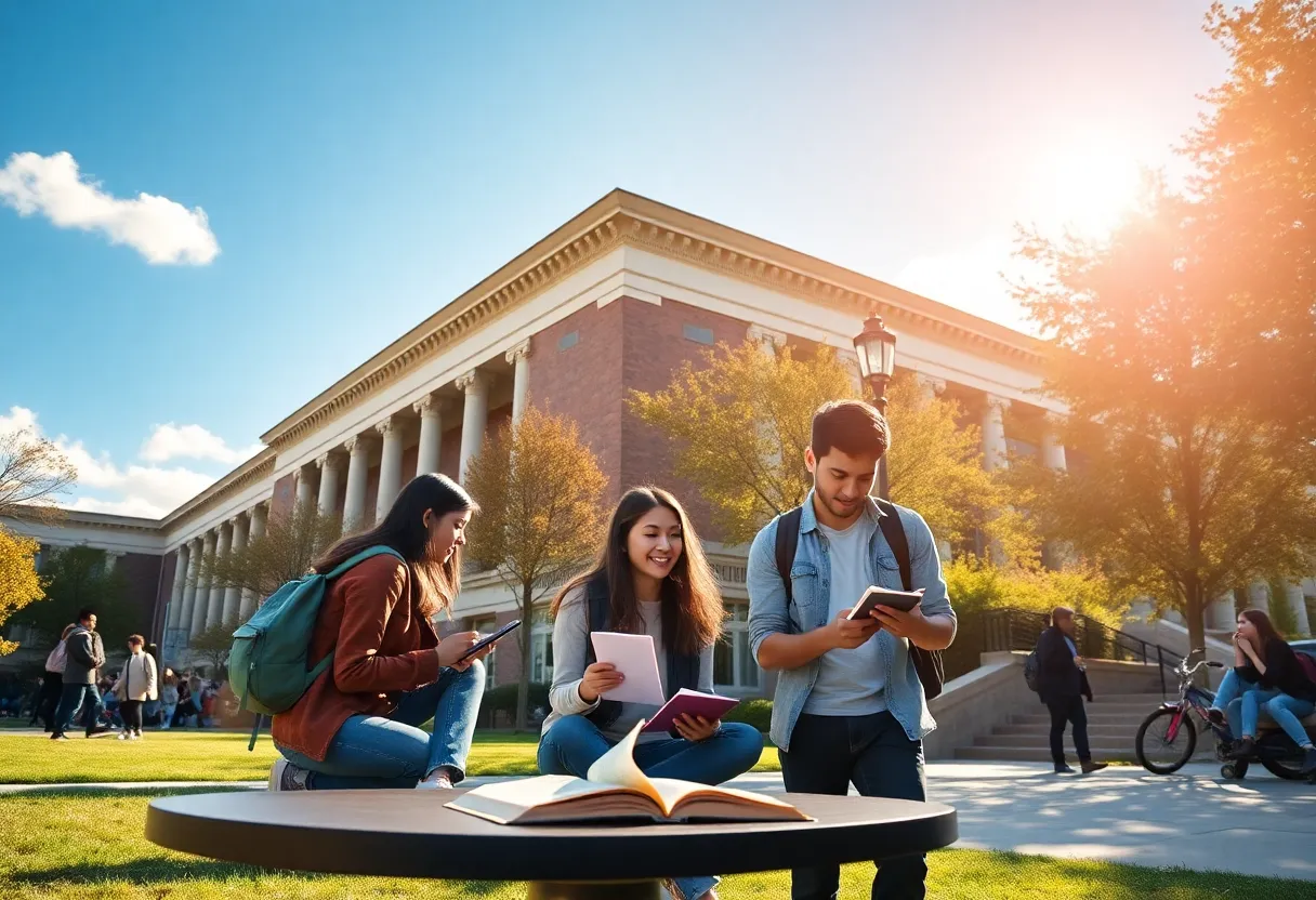 Students studying on the Savannah State University campus