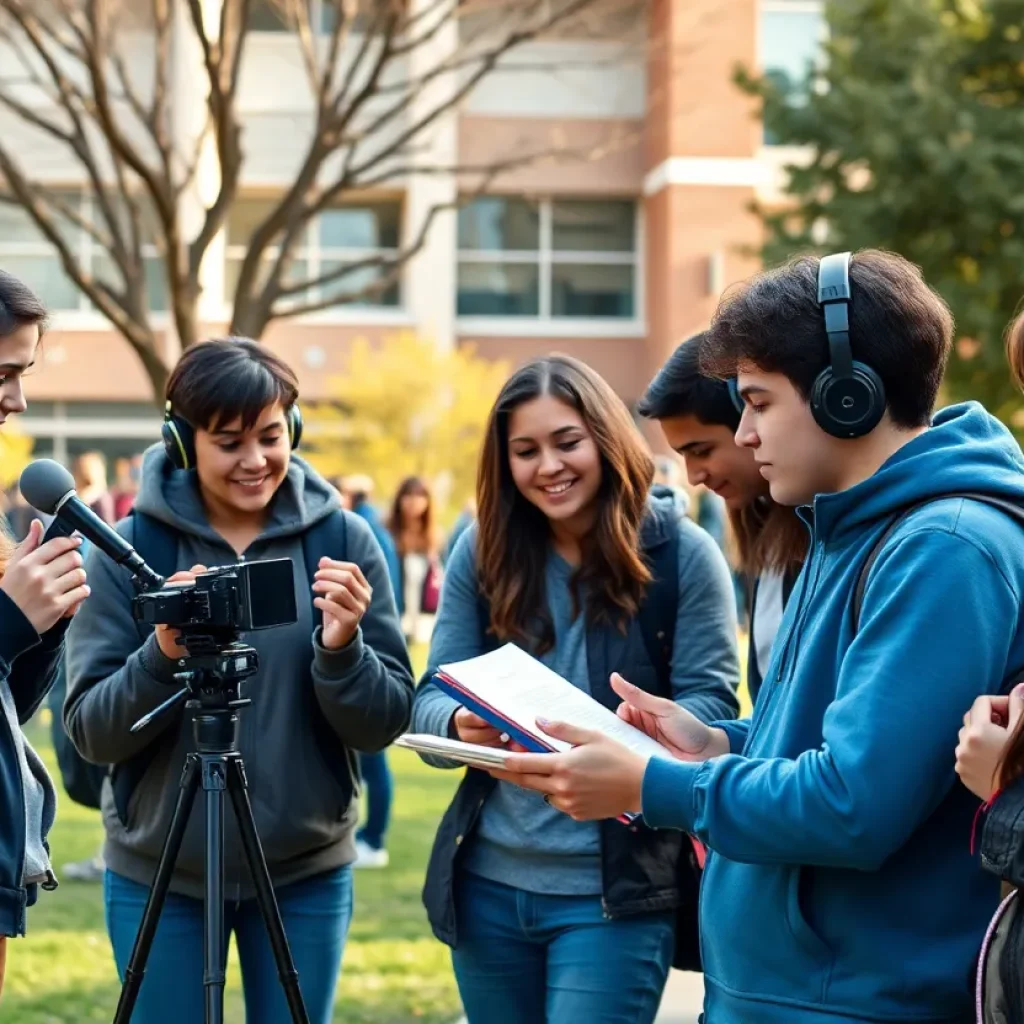 Students participating in journalism activities at Savannah State University