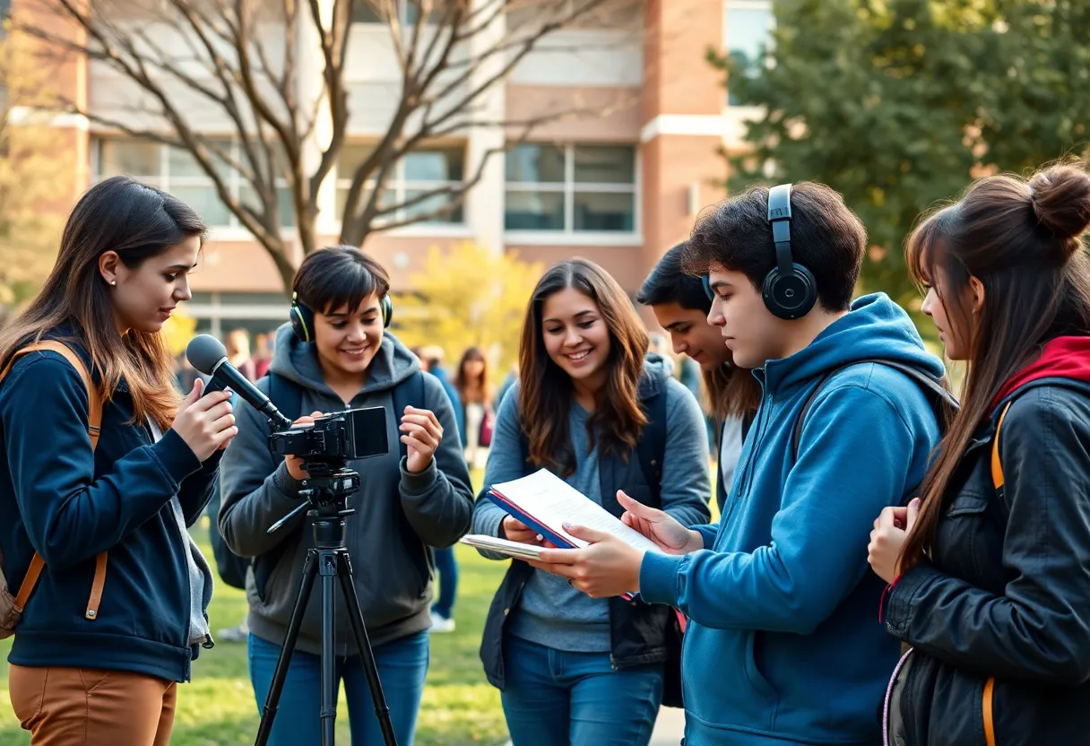 Students participating in journalism activities at Savannah State University