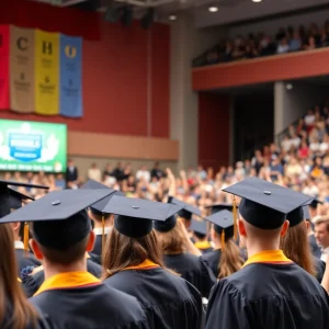 Graduates celebrating at Savannah Technical College commencement ceremony