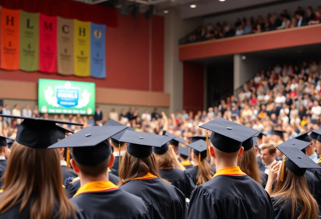 Graduates celebrating at Savannah Technical College commencement ceremony