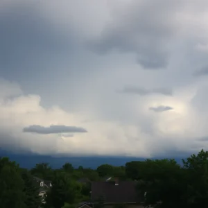 Dark storm clouds over suburban Southeast Georgia