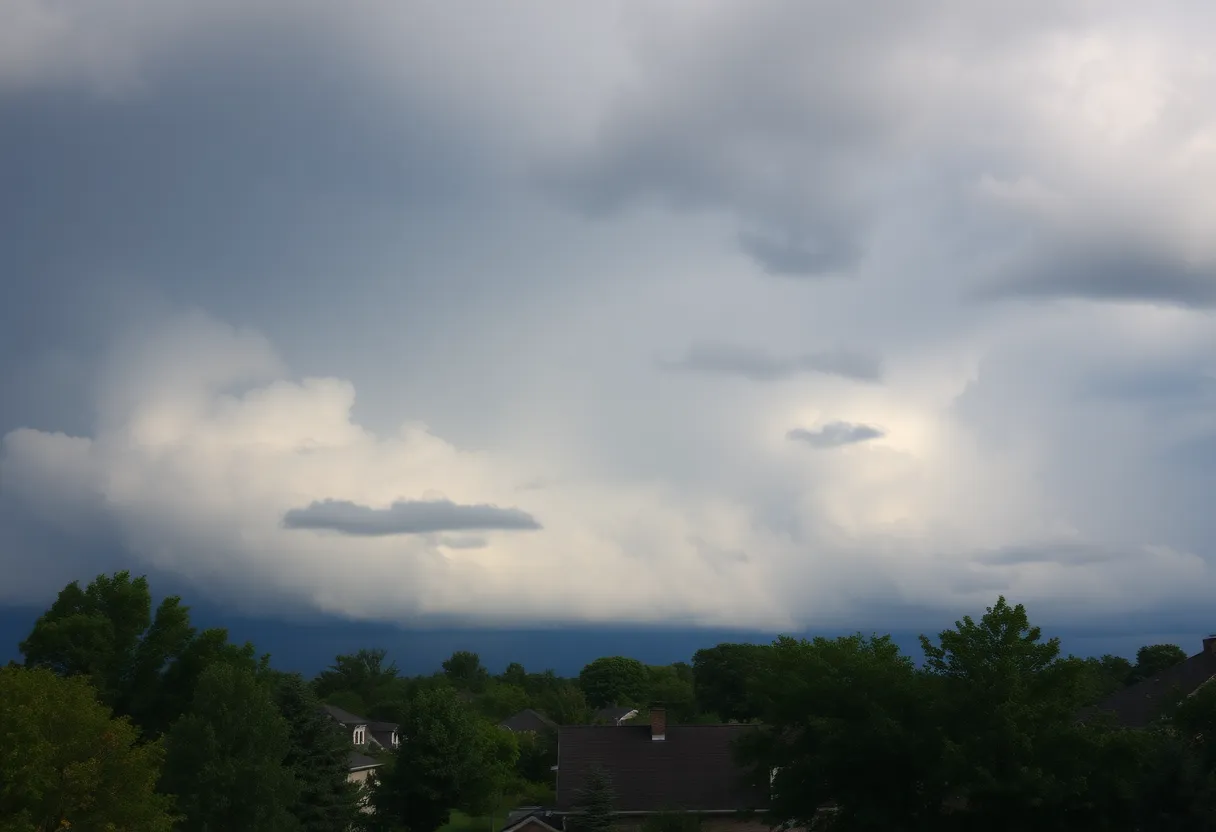 Dark storm clouds over suburban Southeast Georgia