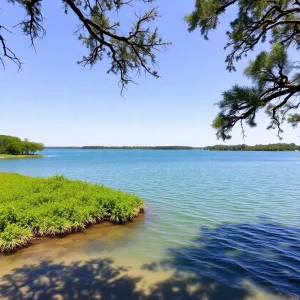 A picturesque scene of Turner Creek with clear water and surrounding trees.