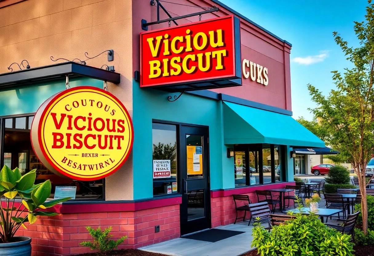 Exterior view of Vicious Biscuit restaurant in Savannah