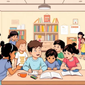 Children participating in after-school activities at a community center.