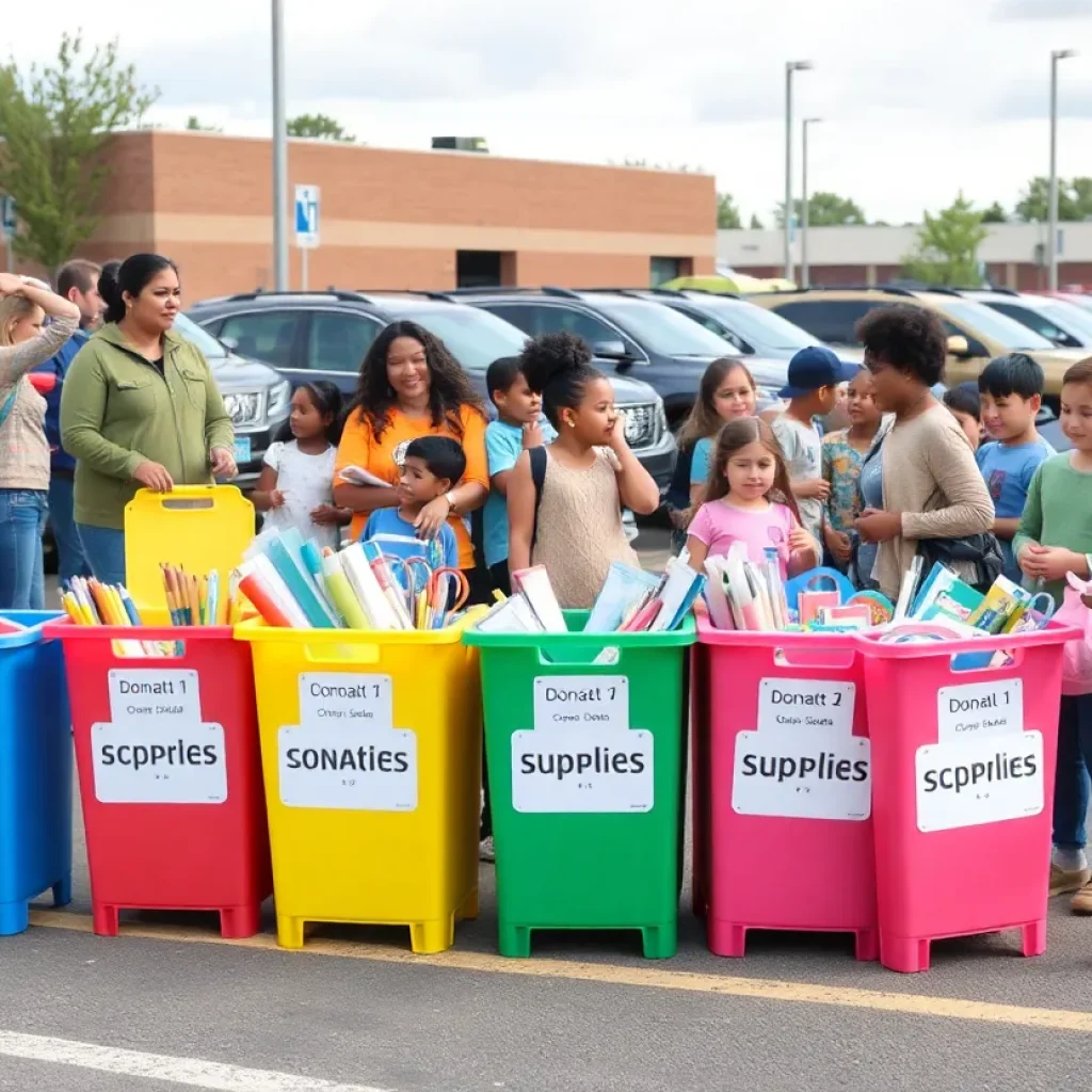 Families participating in the Back to School Supply Drive event