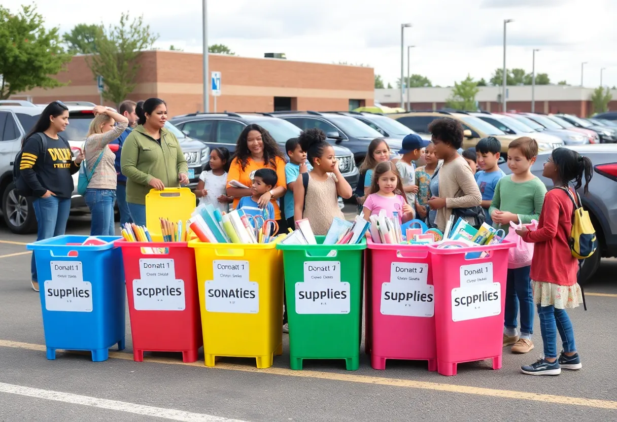 Families participating in the Back to School Supply Drive event