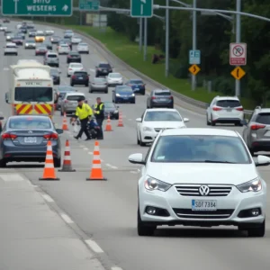 Emergency responders at a highway accident scene in Bluffton