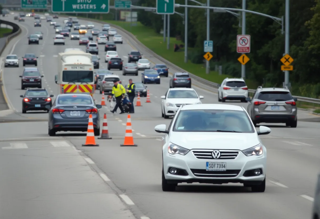 Emergency responders at a highway accident scene in Bluffton