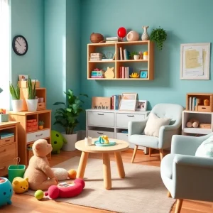 A child-friendly psychiatrist office with toys and therapy tools