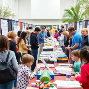 Families engaging at a Super Community Baby Shower event