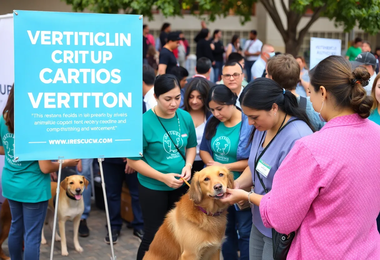 Community members participating in a veterinary care awareness event