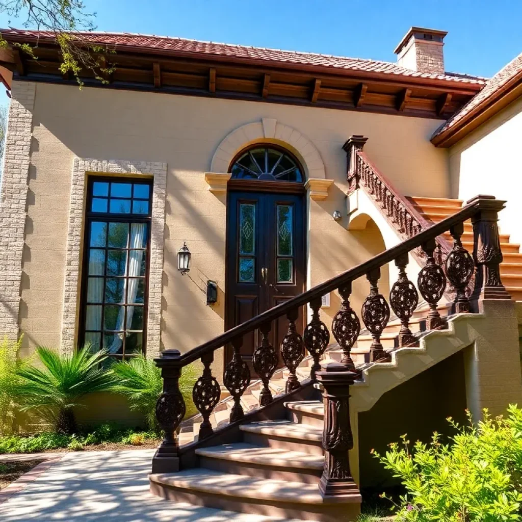 Restored Emma C. Lee House showing hand-carved staircase and new addition