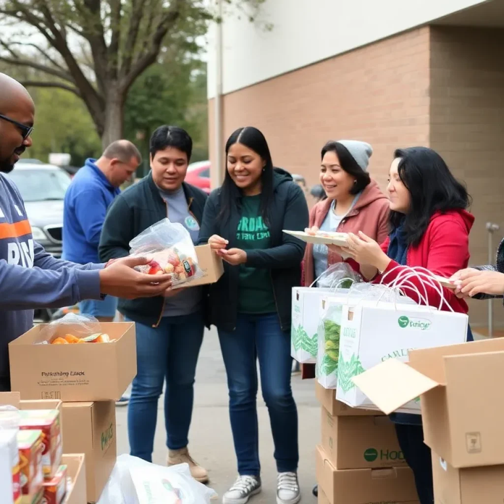 Volunteers distributing food at a community event in Southeast Georgia