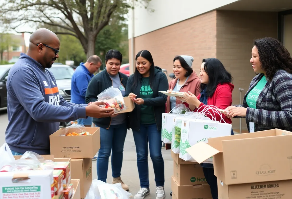 Volunteers distributing food at a community event in Southeast Georgia