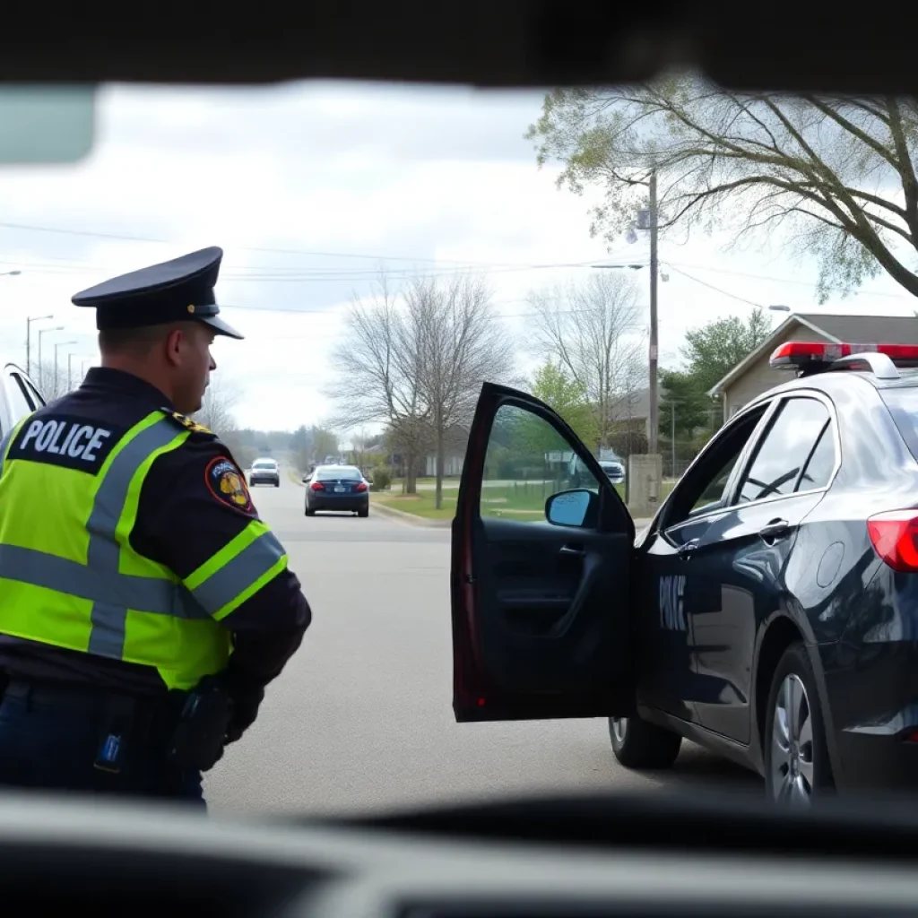Police officers conducting a traffic stop in Garden City amidst rising concerns about drug use.