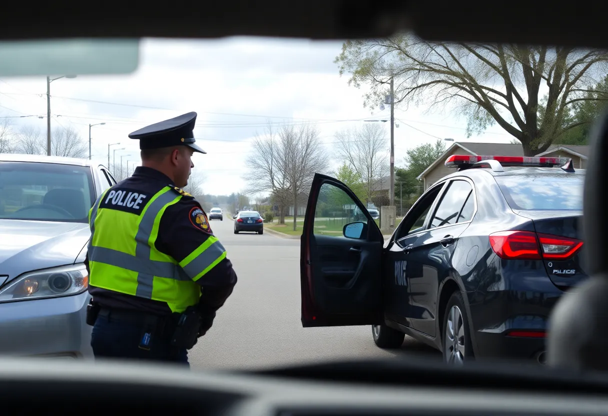 Police officers conducting a traffic stop in Garden City amidst rising concerns about drug use.