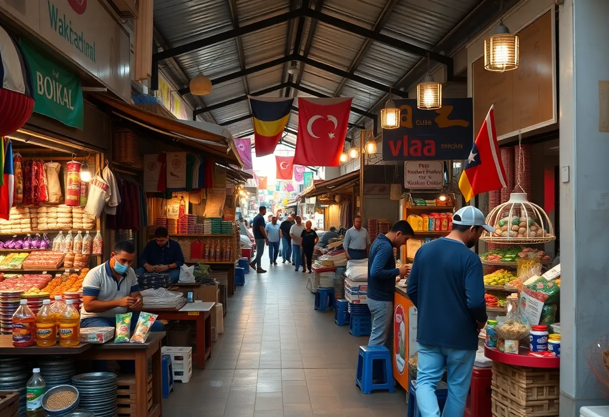 Marketplace in Georgia reflecting the effects of tariff policies on businesses
