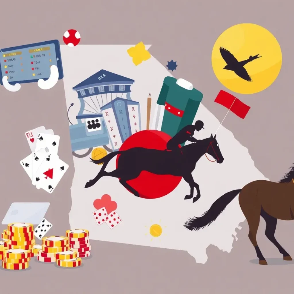 Illustration depicting the debate on gaming legalization in Georgia.